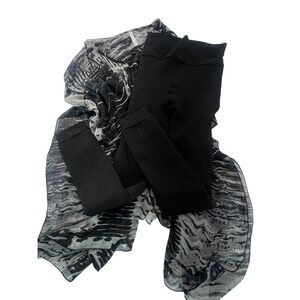 Free Country Leggings M\L with Free Scarf Women's L Black Abstract‎ Soft Shaw
